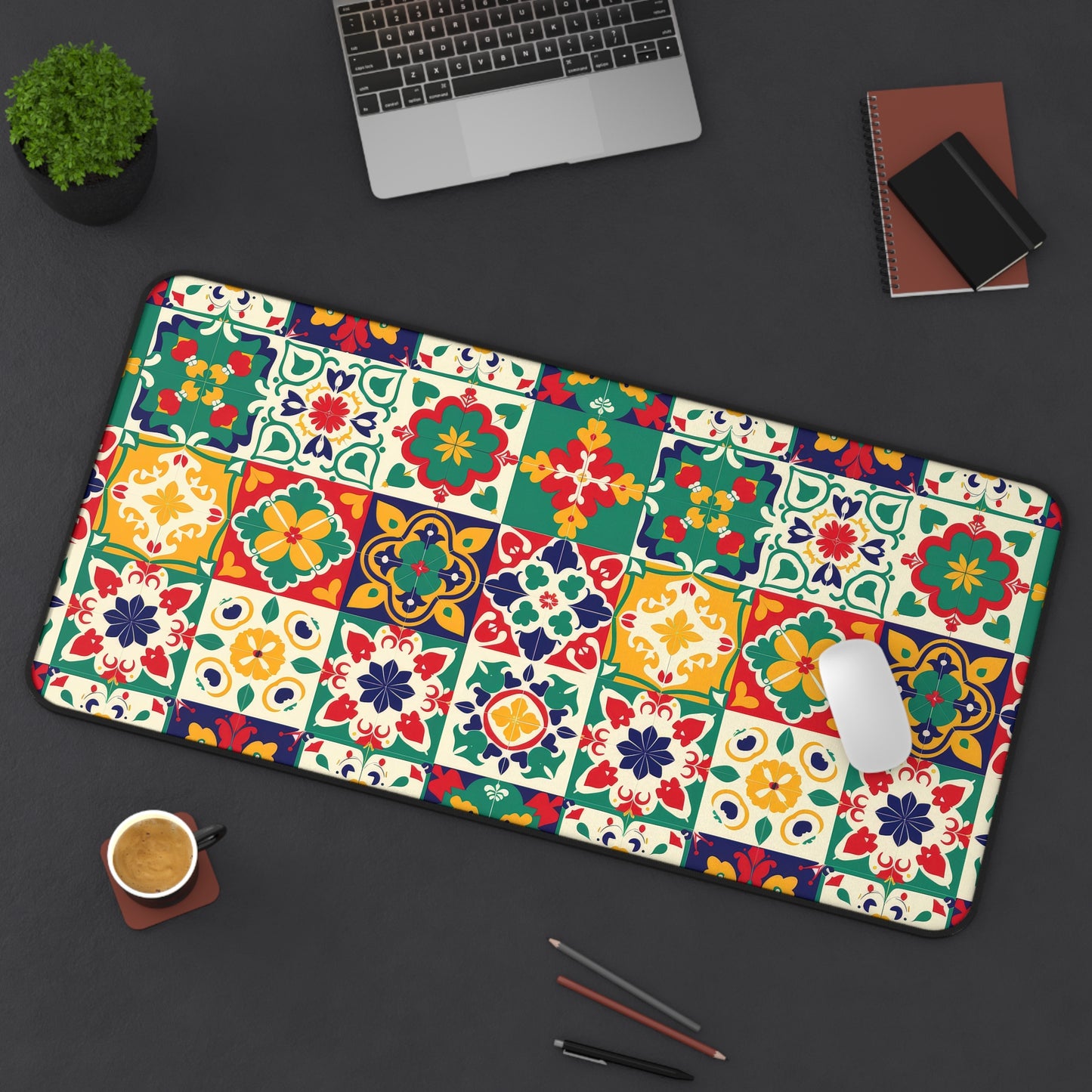 Mexican Tile Large Desk Mat 16" x 32" from Off Leash Designs