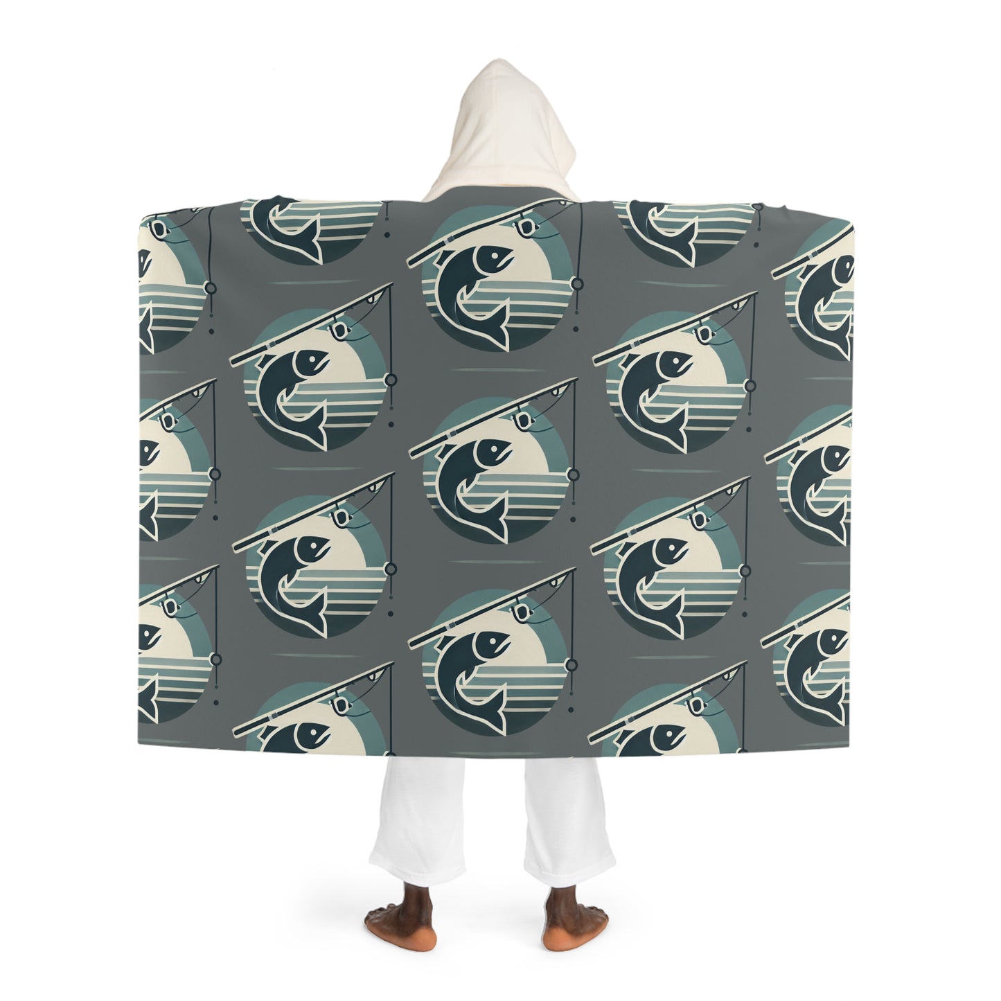 I'd rather be fishing- Hooded Sherpa Fleece Blanket