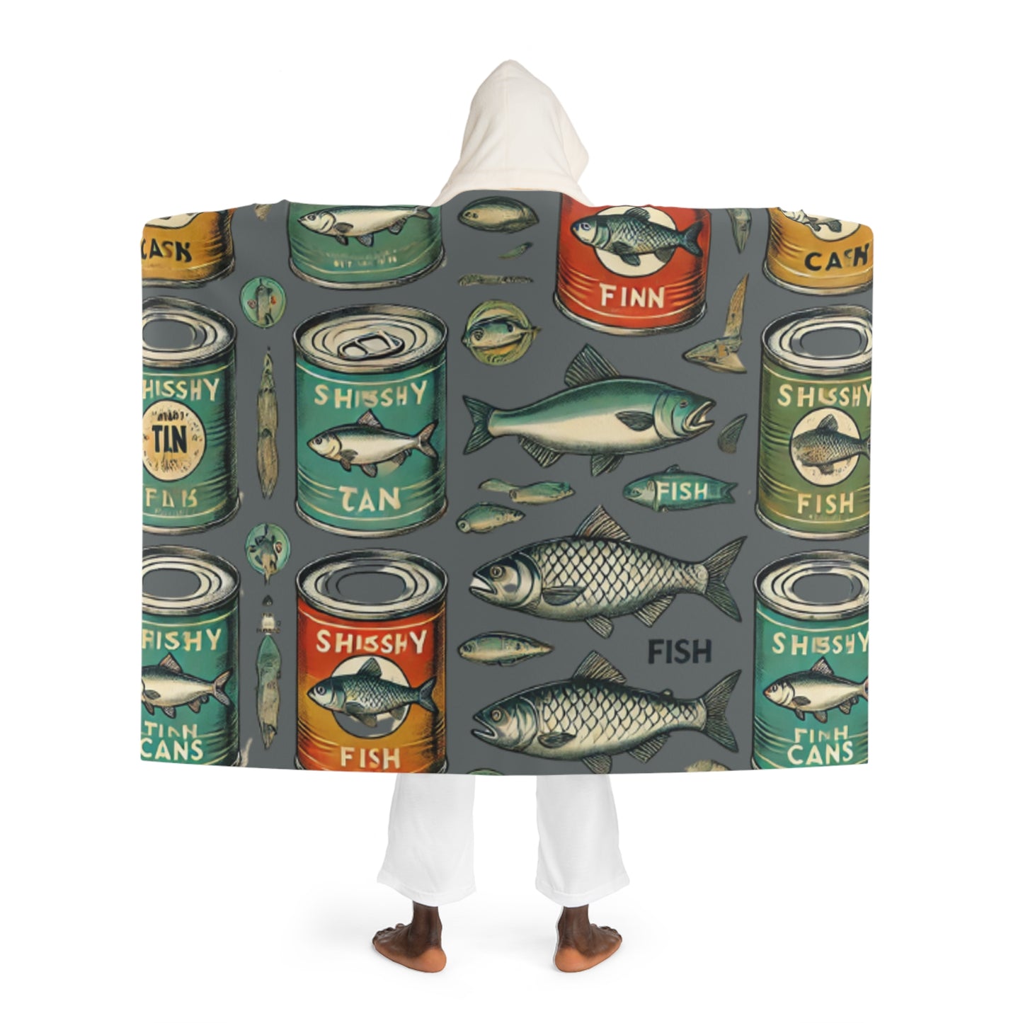 Canned Fish- Hooded Sherpa Fleece Blanket