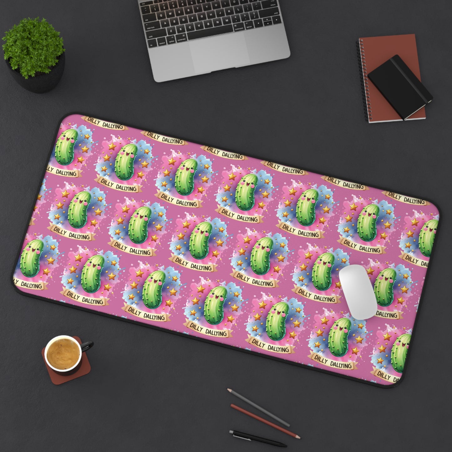 Dilly Dally-Pickle Large Desk Mat 16" x 32" from Off Leash Designs