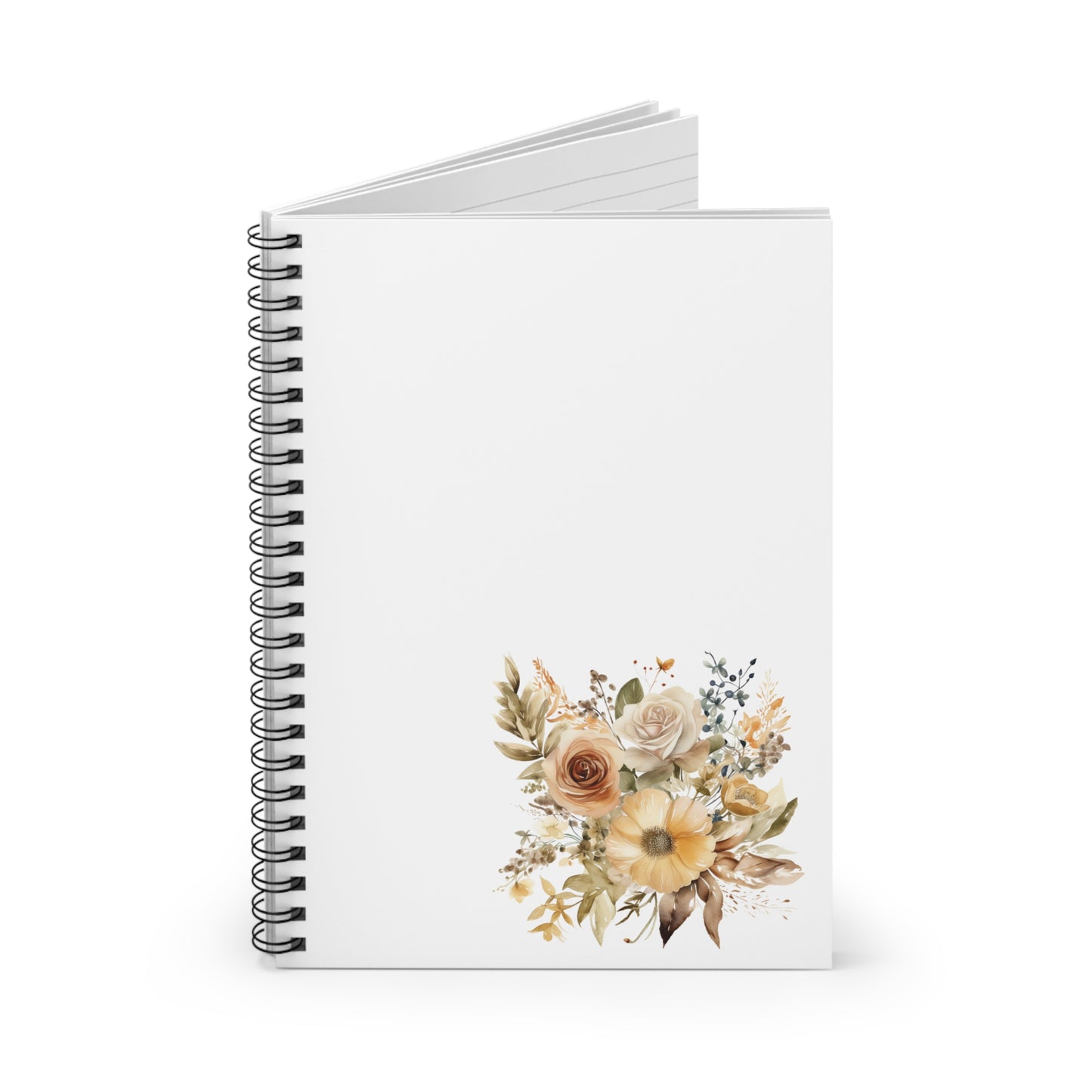 Neutral Flower Spiral Notebook - Ruled Line