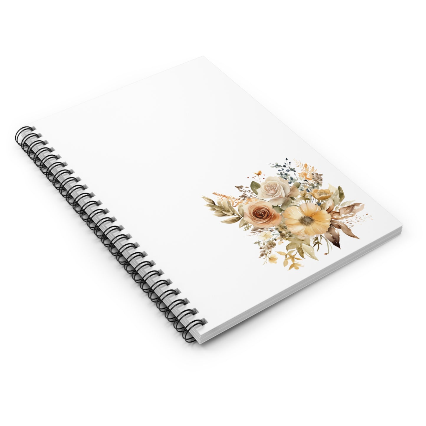 Neutral Flower Spiral Notebook - Ruled Line