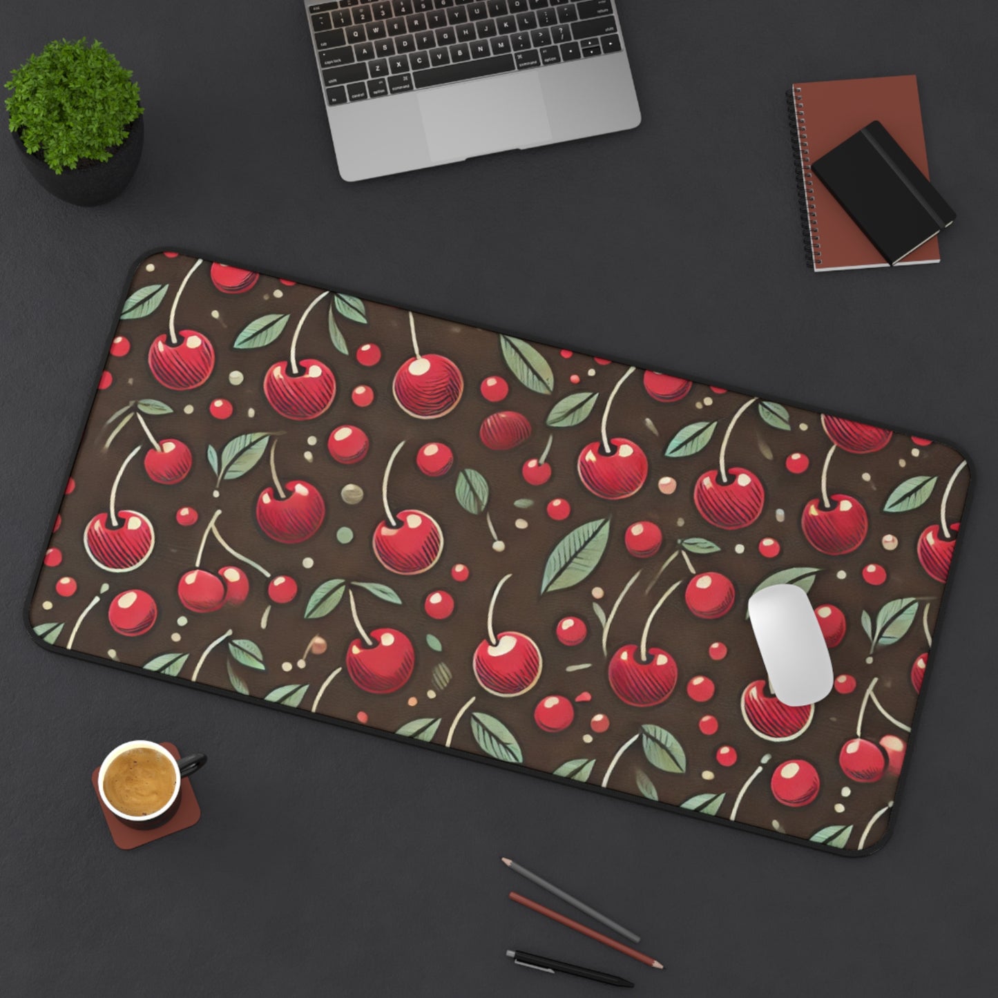 Chocolate & Cherries Large Desk Mat 16" x 32" from Off Leash Designs