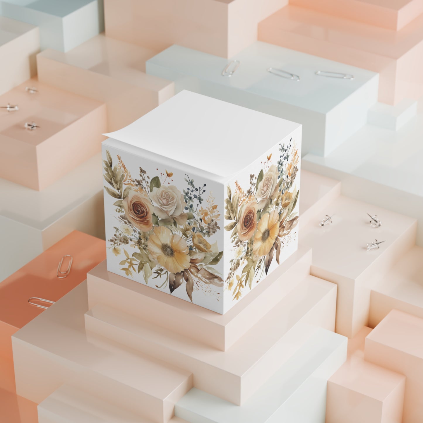 Neutral Flowers Note Cube