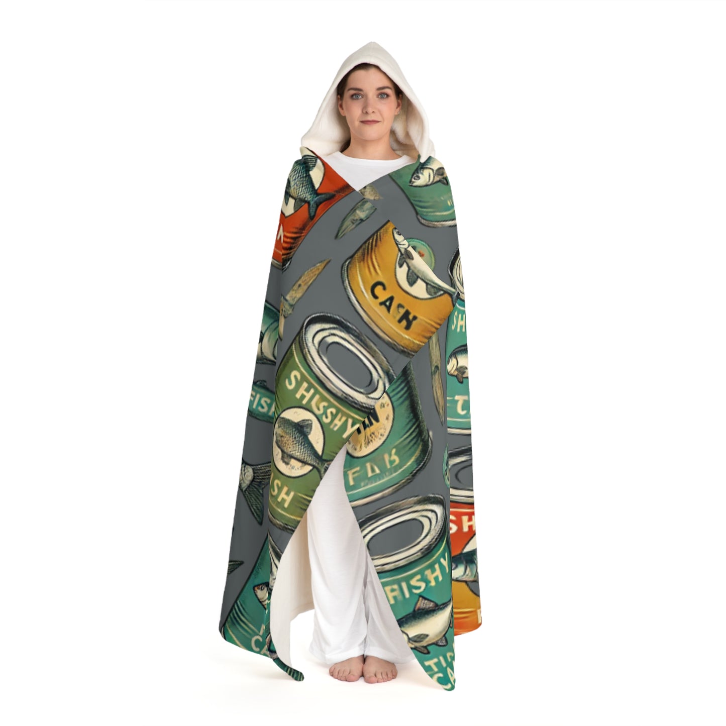 Canned Fish- Hooded Sherpa Fleece Blanket