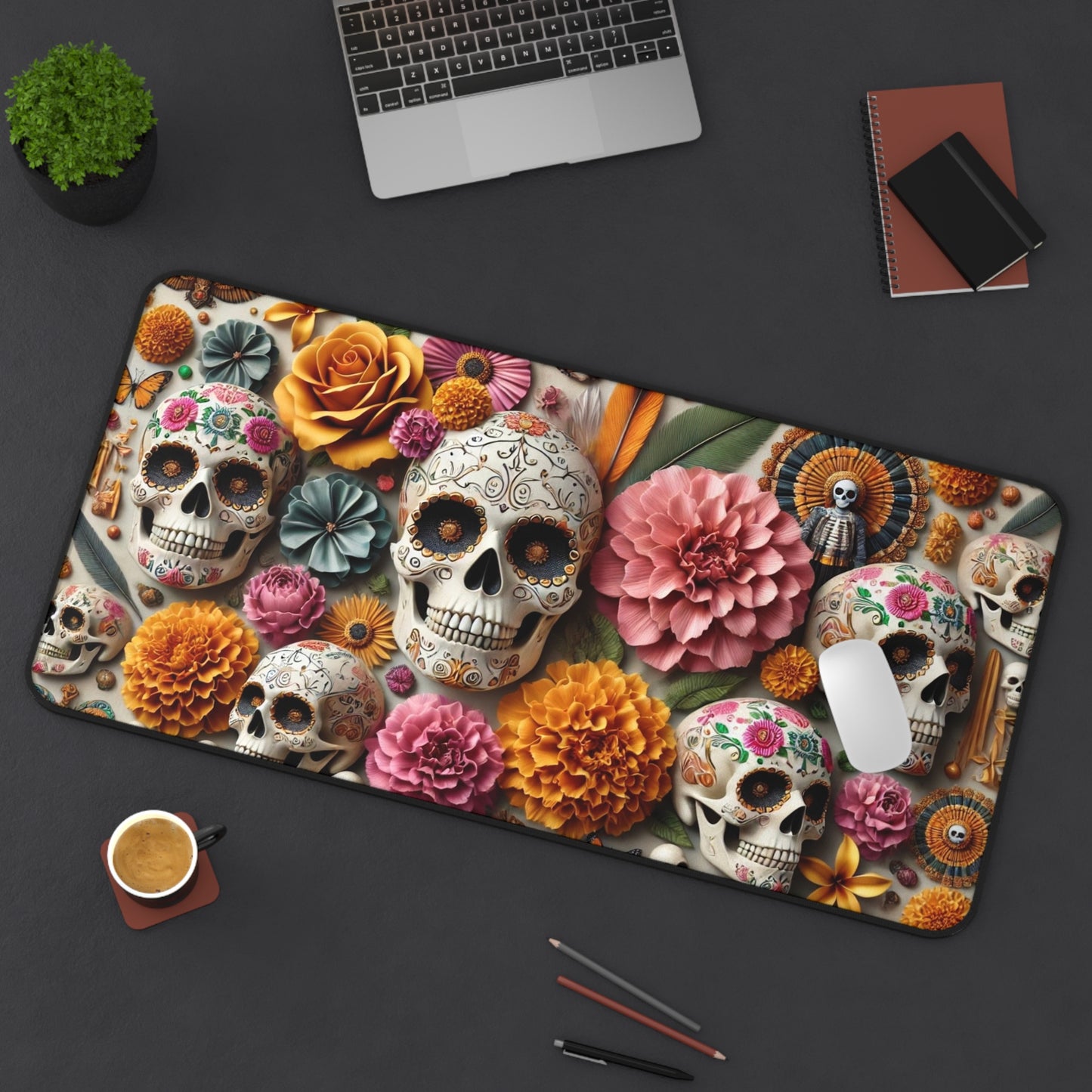 Dia de los Muertos Large Desk Mat 16" x 32" from Off Leash Designs