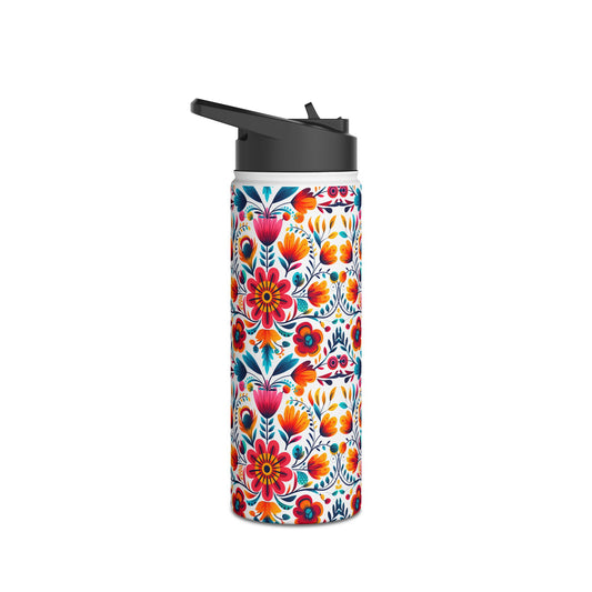 Mexican Flowers Stainless Steel Water Bottle, Standard Lid