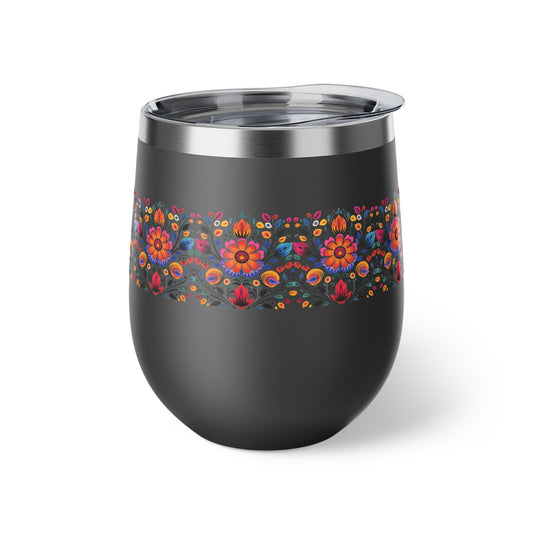 Mexican Flowers - Copper Vacuum Insulated Cup, 12oz