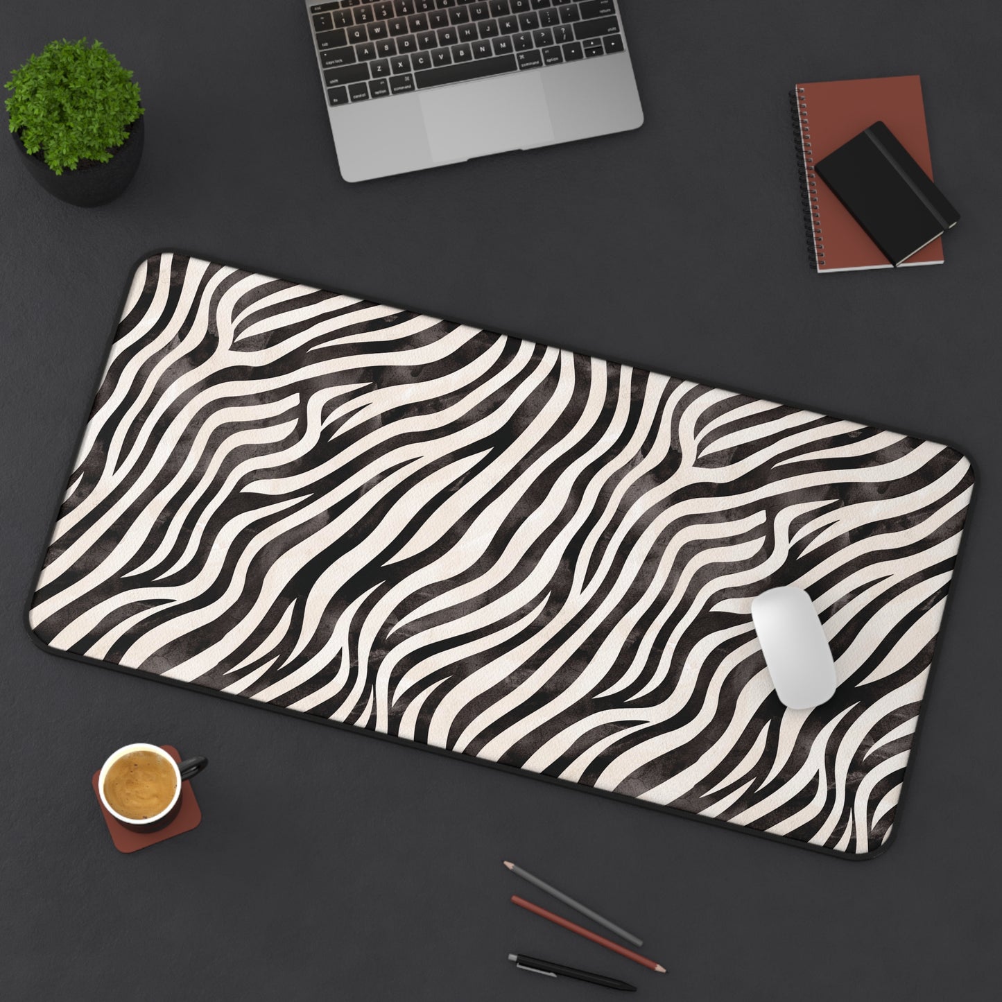 Zebra Off White Large Desk Mat 16" x 32" from Off Leash Designs