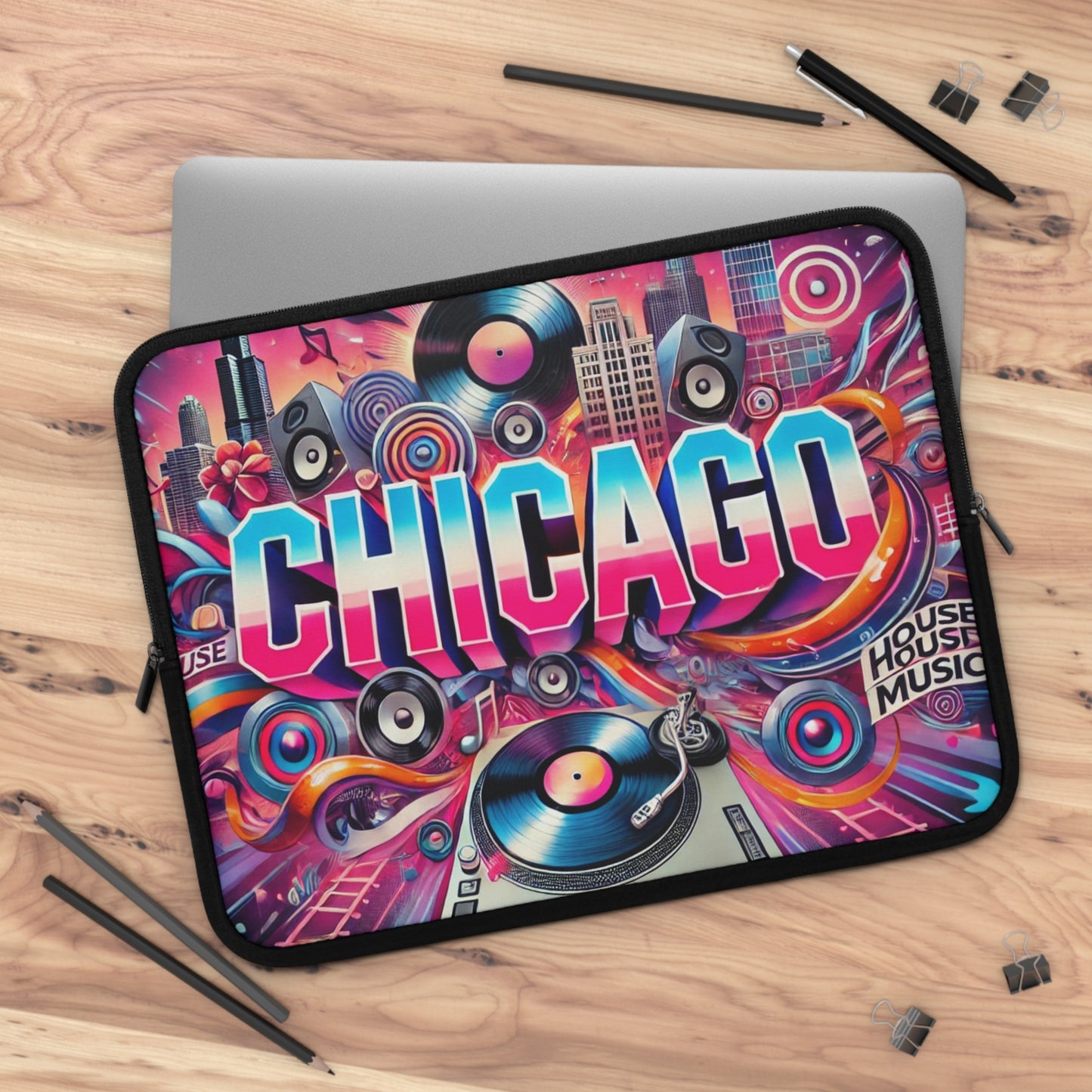 Chicago House Laptop Sleeve.  7" to 17"