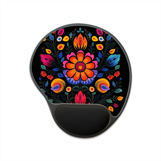 Mexican Flowers Mouse Pad With Wrist Rest