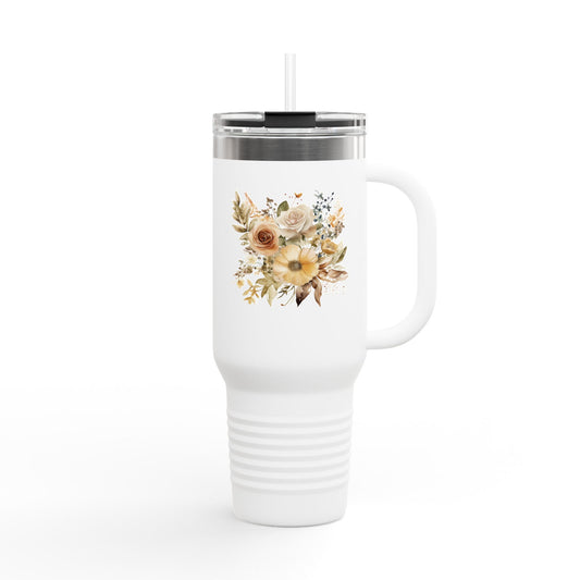 Neutral Flower Insulated Travel Mug, 40oz