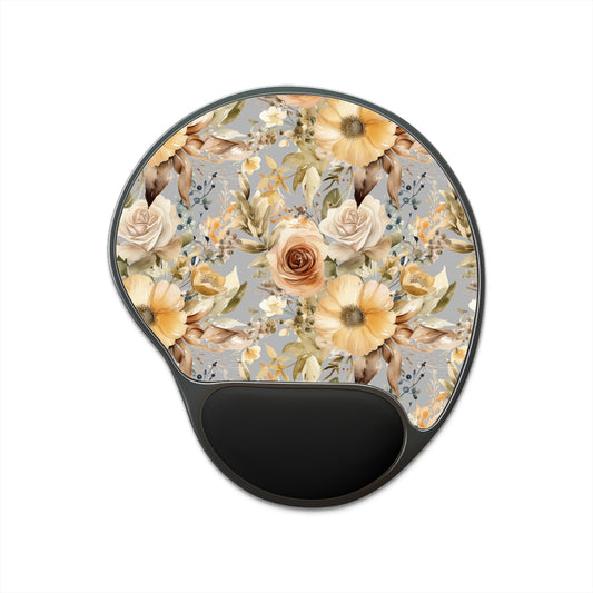 Neutral Flowers Mouse Pad With Wrist Rest